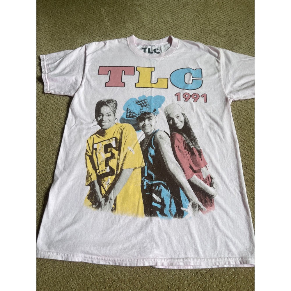 TLC 1991 Graphic T-Shirt Pink Cotton 90s R&B Music Merch Women Small
